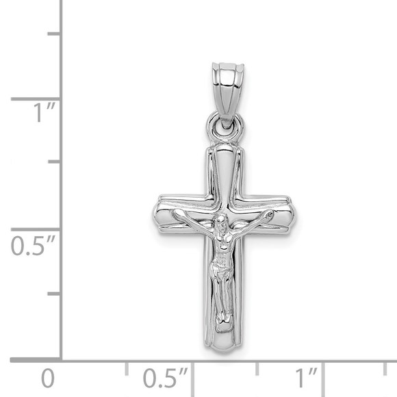Million Charms 925 Sterling Silver Rhodium-plated Hollow Crucifix Pendant - Picture 4 of 4